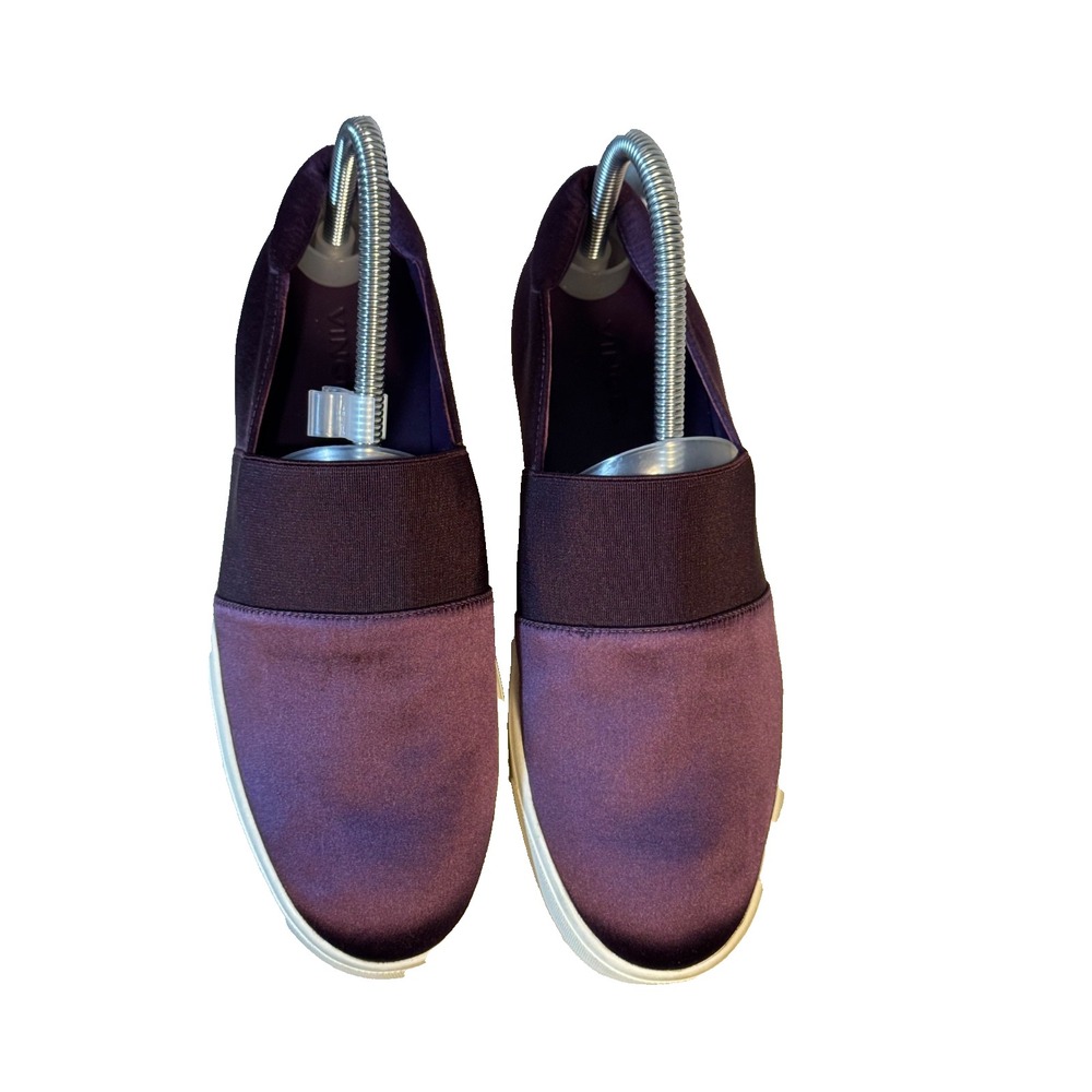Vince Plum Slip On Sneakers Satin Suede Minimalist Comfort Shoes Women's 37.5